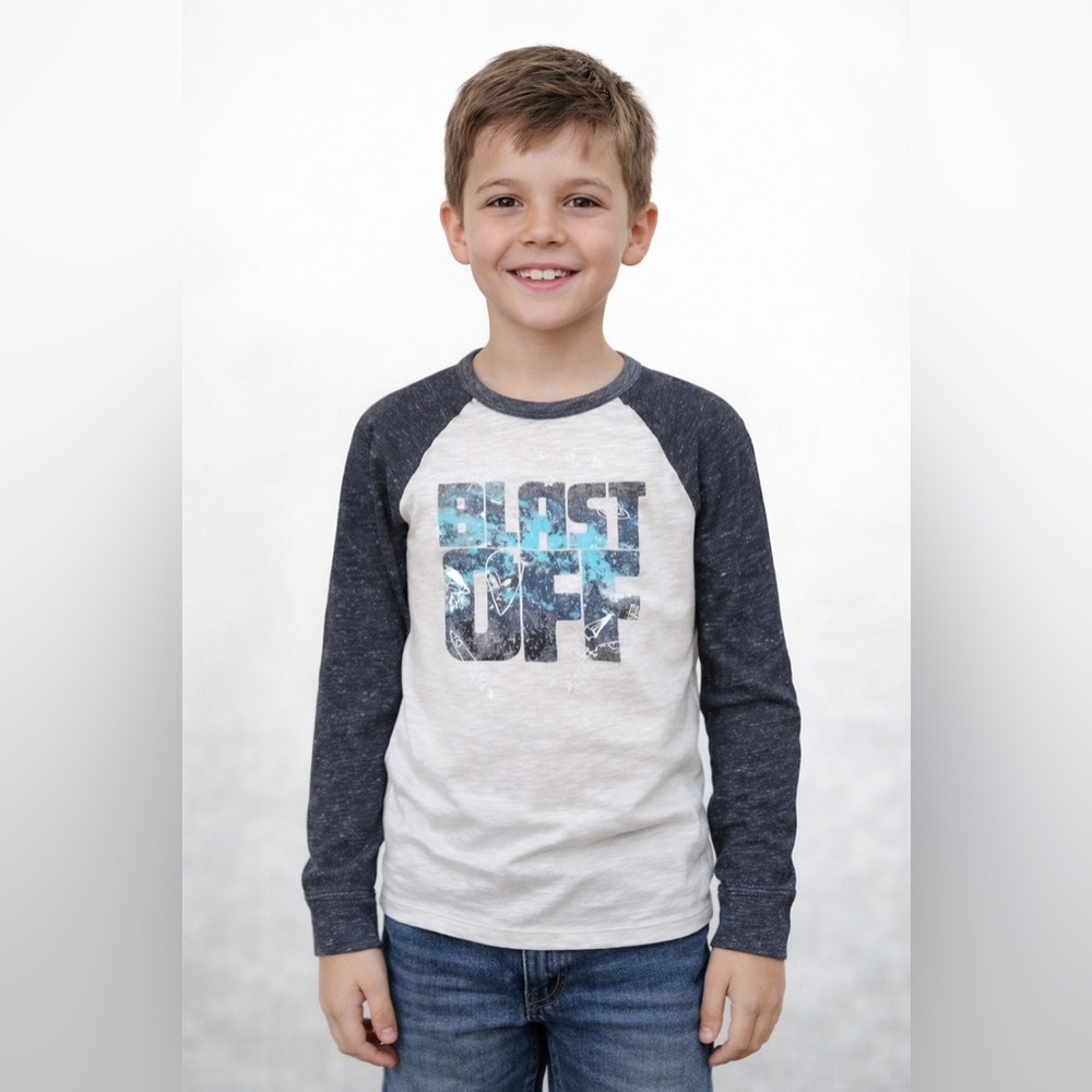 Oshkosh Blast Off Space Raglan Long Sleeve Shirt Size 10